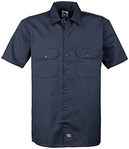Dickies Herren Regular Fit Freizeit Hemd Shrt/S Work Shirt, Kurzarm, Blau (Navy Blue NV), Gr. Medium (Herstellergröße: M)