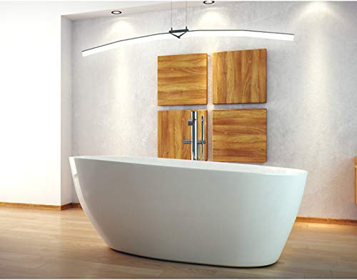 ECOLAM exklusive freistehende Badewanne Standbadewanne moderne Wanne freistehend Goya + Ablaufgarnitur Click Clack Design Mineralguss 142x62 cm glamour weiß