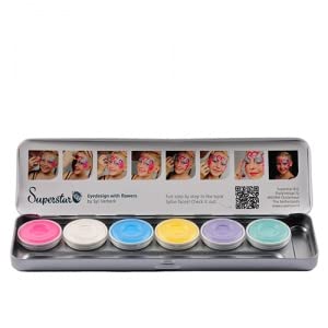 Kinderschminke Farb-Palette für Facepainting & Bodypainting | Hochwertige Gesichts- & Körperfarben | 6er Palette Pastellfarben