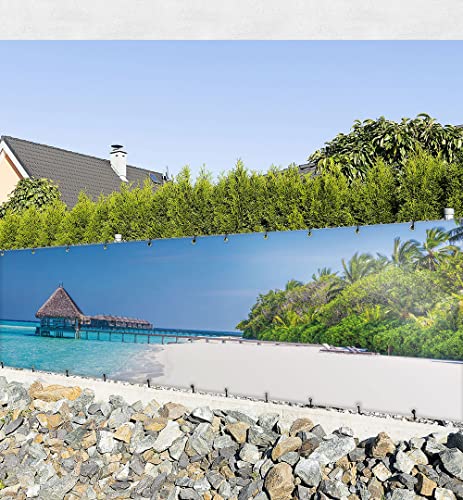 MyMaxxi Balkon Sichtschutz | Beach 01 3 x 1,5m | Abdeckung für Terasse Balkon | Windschutz Sonnenschutz Blickdicht | Balkonverkleidung wetterfest Sichtschutz Zaun | Verkleidung