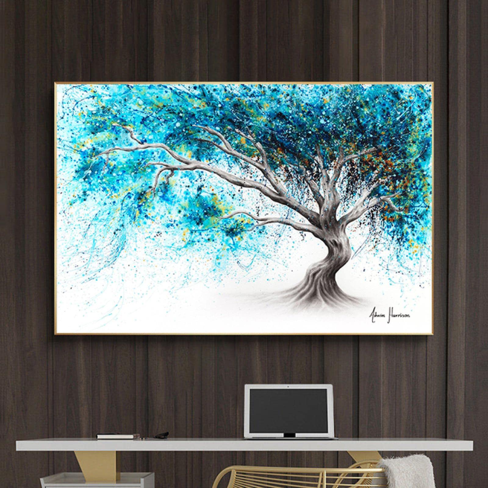 Abstrakte Malerei Bunte Baum des Lebens Blume Landschaft Leinwand Poster Wandkunst Bild für Wohnzimmer Wohnkultur Drucke 40x60cm Rahmenlos