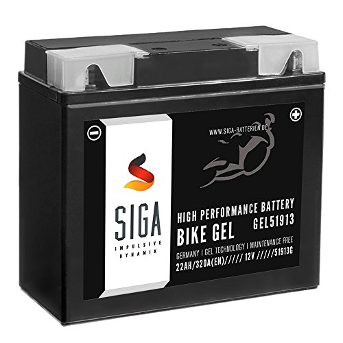 SIGA GEL Motorradbatterie 12V 22Ah 320A/EN Batterie 51913 mit ABS GT20H-3 52101 Gel12-19