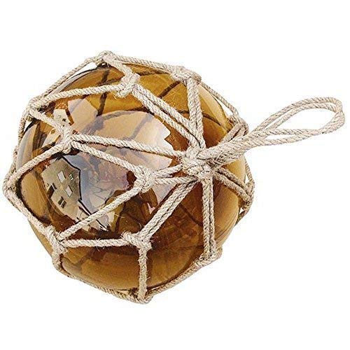 linoows Fischernetz Kugel, Fischerkugel aus Glas im Netz, Amber Ø 17,5 cm