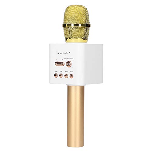 HIFI Stereo Wireless Bluetooth-Mikrofon mit Professionellem Hall, 3,5 Mm Audiokabel Voice Tube Karaoke-Tonaufnahme für Mobiltelefon National K Song APP(Gold)