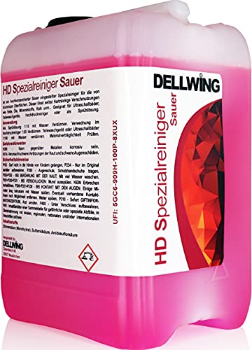 DELLWING HD Spezialreiniger Sauer 10L – Premium Ultraschallreiniger Konzentrat zur Reinigung von Aluminium-Oberflächen – Löst hartnäckige Verschmutzungen wie Fette, Öle, Mineralstoffe und Kalk