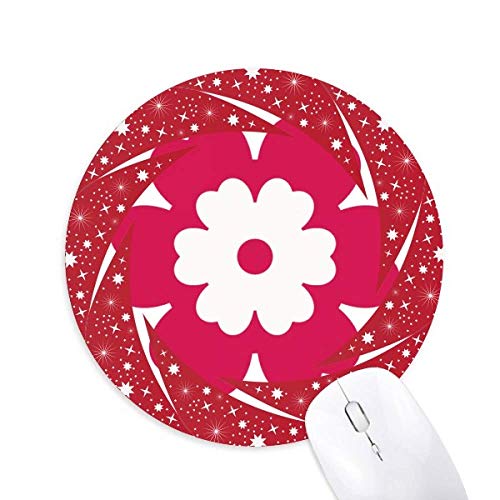 Pink Flower Circular Wheel Mouse Pad Round Red Rubber