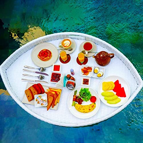 GuanLaoGe Swimming Pool Floating Tray Floating Rattan Swimming Pool Tray Adult Swimming Pool Floating Trays for Sandbanks Spas Bathing and Pool Parties,Weiß,Gigh End