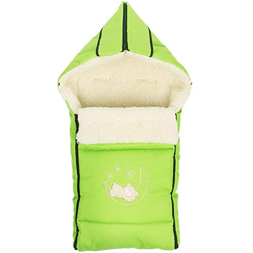 Lammwolle Winter-Fußsack Sack Fußsack Hörnchen BabyFußsack Schlitten Kinderwagen Babyschale 40 x 90 cm (Grün)