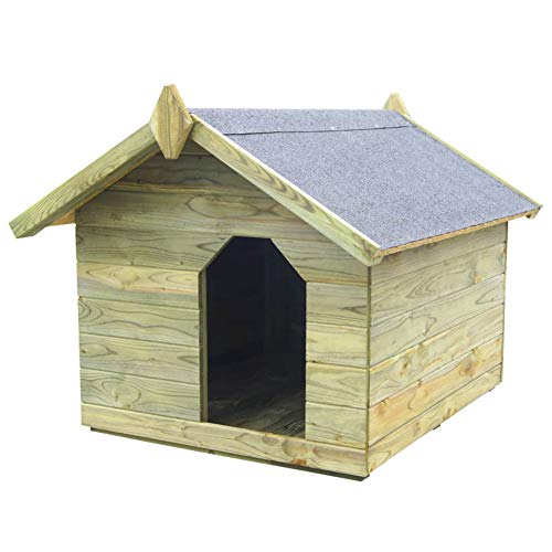 Hundehütte für Hunde, aus Holz, für den Außenbereich, Hundehütte mit wasserdichtem Dach, Hundehütte mit Regendach zum Öffnen mit Belüftung, aus FSC-imprägniertem Holz (85 x 103,5 x 72 cm)