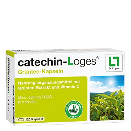 catechin-Loges® Grüntee-Kapseln - 120 Kapseln - Nahrungsergänzungsmittel mit Grüntee-Extrakt und Vitamin C