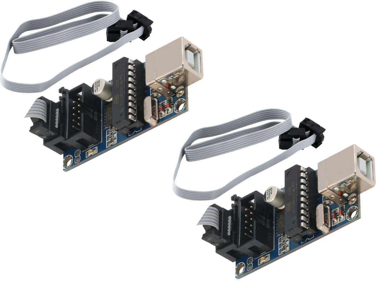 TECNOIOT 2 x USBTiny USBtinyISP AVR USB Tiny ISP Programmierer Bootloader mit Programmierkabel