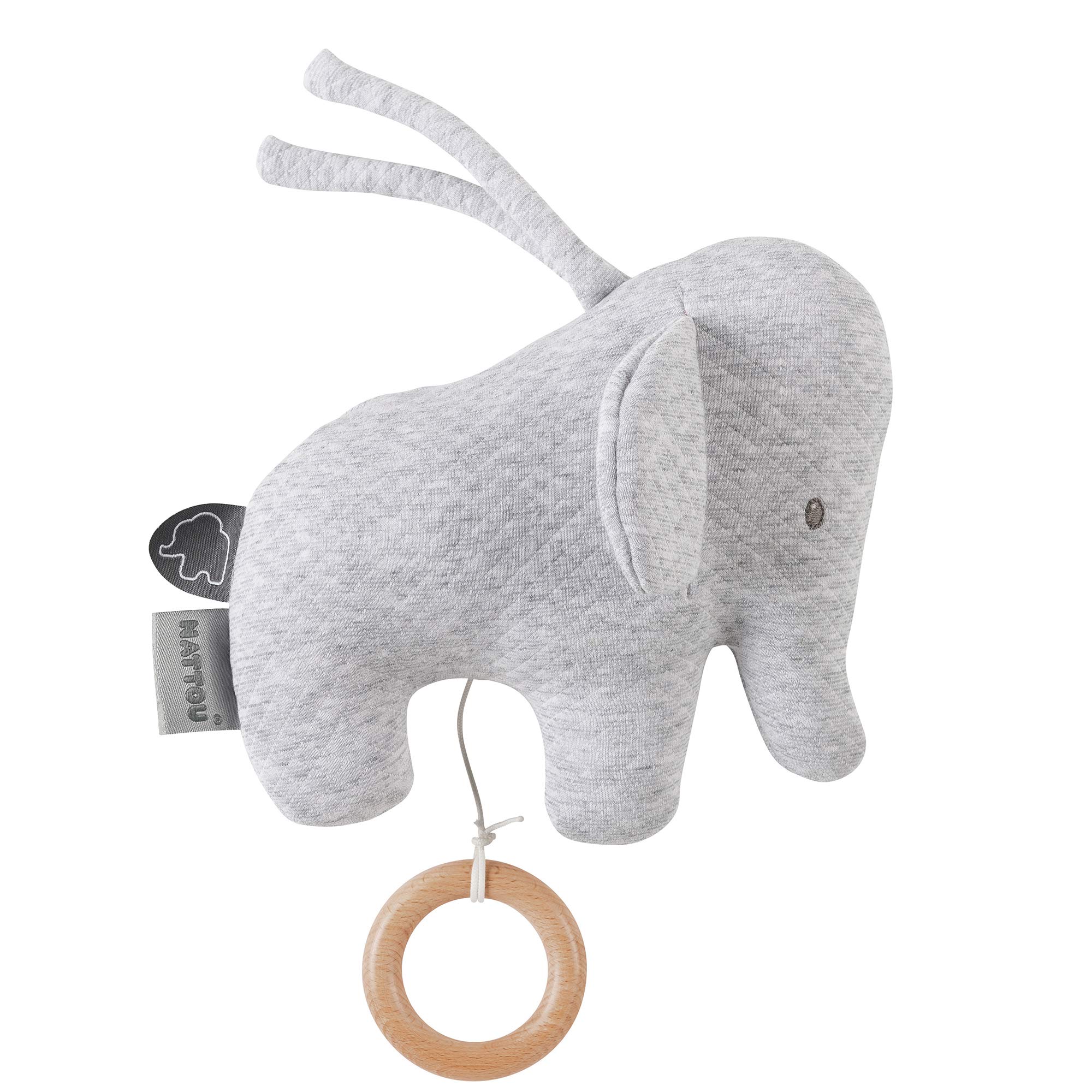 Nattou Mini-Spieluhr Elefant, Gesteppt, Tembo, 21 x 18 x 8 cm, Grau, 929387
