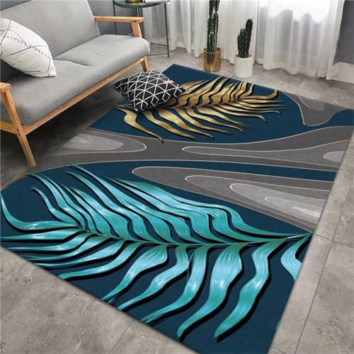 FULYA Superweicher Teppich, Blauer Teppich, weich, rutschfest, einfach zu verlegen, großer Teppich, Wohnzimmerteppich, blau, 160 x 230 cm