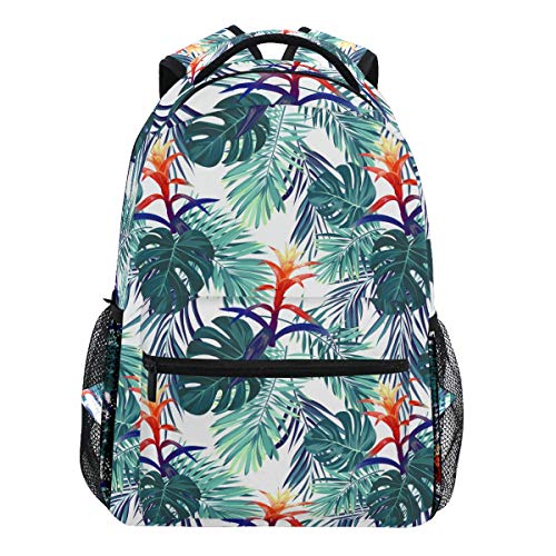 Oarencol Rucksack mit tropischen Palmenblättern und Blumen, Tagesrucksack, Reisen, Schule, College, für Damen, Herren, Mädchen und Jungen
