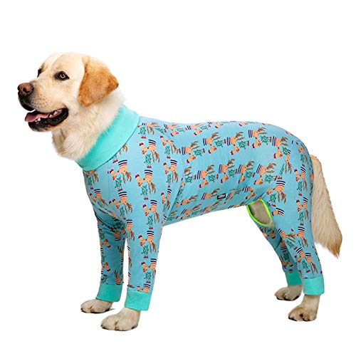NashaFeiLi Haustierkleidung, Hunde-Overall aus Baumwolle, für große Hunde (Nr. 28, grüner Elch)