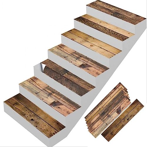 7pcs Holz Textur Treppe Aufkleber Selbstklebender Pvc-bodenaufkleber Diy Wasserdichte Treppe Tapete Für Wohnkultur