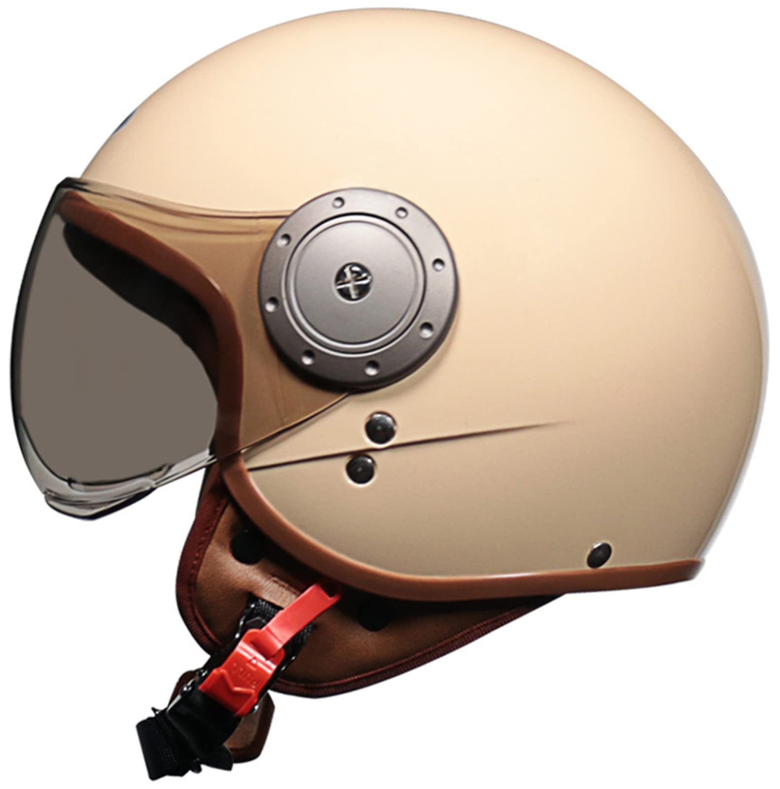 Motorradhelm mit offenem Gesicht 3/4-Jet-helm HD-Visier in W-Form ECE-zertifizierter leichter halbbedeckender Schutzhelm für Herren Damen herausnehmbares Futter Ohrmuscheln H,54-61CM