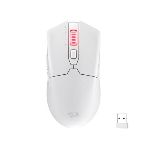 Redragon M995 Wireless Gaming Mouse, 26000 DPI Wired/Wireless Gamer Mouse mit 3-Modus-Verbindung, BT & 2.4G Wireless, 6 Makro-Tasten, langlebige Power Capacity für PC/Mac/Laptop, Weiß