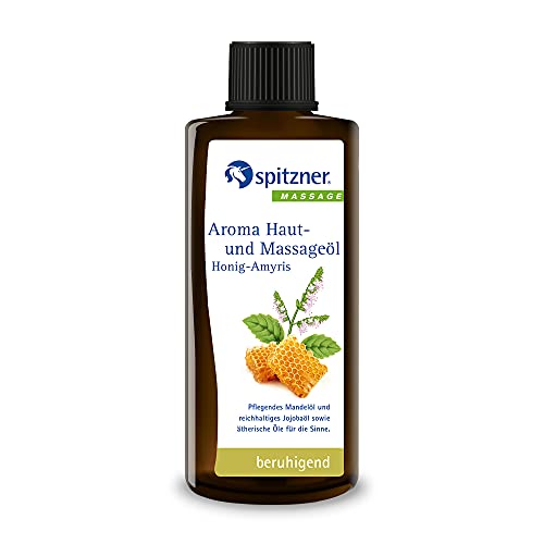 Spitzner Aroma Haut- & Massageöl Honig-Amyris (190 ml) – beruhigendes Massage Öl mit Jojobaöl, Mandelöl & ätherischen Ölen, ohne Konservierungsstoffe