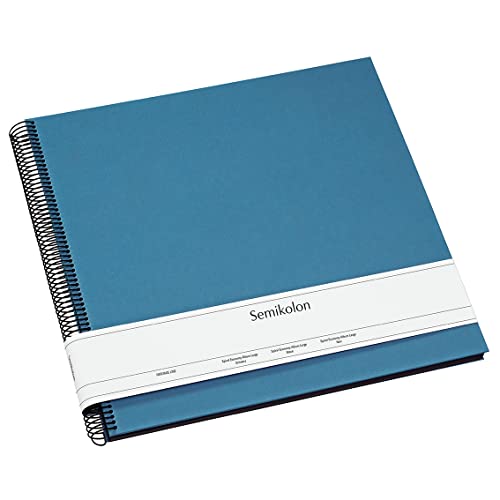 Semikolon 364037 Spiral Album Economy Large – 34,5x33,2 cm - Fotoalbum, 50 Seiten schwarz, Fotobuch, azzurro hell-blau