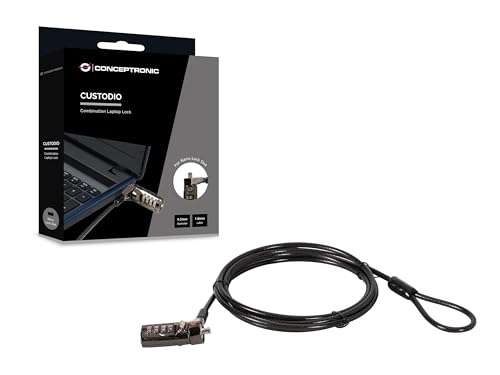 CONCEPTRONIC CUSTODIO01BN Laptop-Kombinationsschloss, Nano-Schloss-Steckplatz, 1,8 m