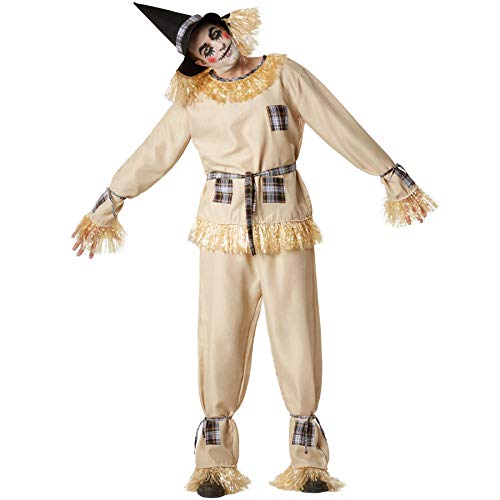 dressforfun 901035 Vogelscheuche Kostüm, Strohpuppe Verkleidung für Damen Herren, mit Hut und Kunststroh, für Fasching Karneval Halloween, beige - Diverse Größen - (XL | Nr. 304603)