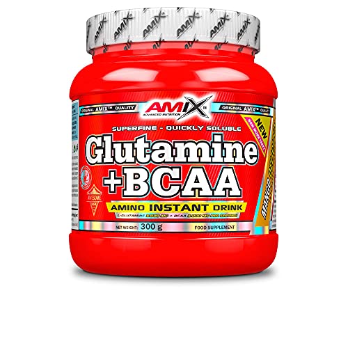 AMIX BCAA -Glutamin - Lebensmittel ergänzt verzweigte Aminosäuren, reduziert den Muskelkatabolismus und erleichtert die Erholung nach der Herstellung, ideal für Sportler, Mango -Geschmack 300 Gr.