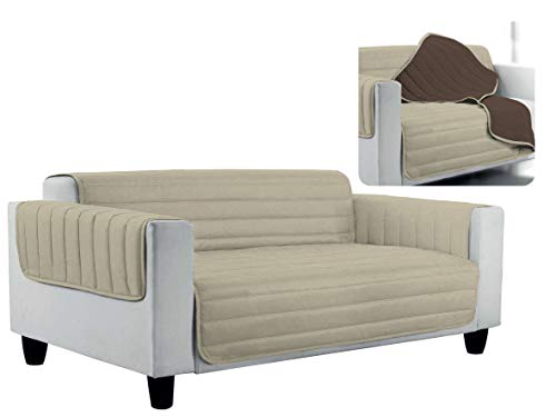 Elegant Couchüberzüge Doubleface, Turteltaube/braun, 3 Plätze, 100% Mikrofaser, 2 Maxi