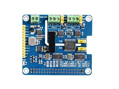 Waveshare 2 Channel CAN FD Expansion HAT for Raspberry Pi Supports CAN with Flexible Data Rate Multi Onboard Protection Circuits