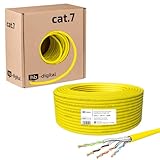 HB Digital Netzwerkkabel LAN Verlegekabel Cabel 50m cat 7 Kupfer Profi S/FTP PIMF LSZH Halogenfrei gelb RoHS-Compliant cat. 7 Cat7 AWG 23/1