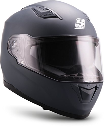SOXON® ST-1000 Mono „Navy“ · Integral-Helm · Full-Face Motorrad-Helm Roller-Helm Scooter-Helm Cruiser Sturz-Helm Sport Urban MTB · ECE 22.05 Sonnenvisier Schnellverschluss Tasche S (55-56cm)