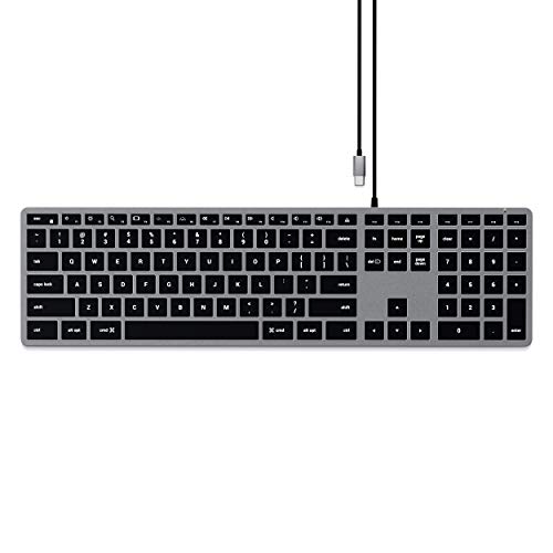 Satechi Slim W3 Tastatur mit Hintergrundbeleuchtung und Ziffernblock - Beleuchtete Tasten und integrierter USB-C-Anschluss - Kompatibel mit 2020 iMac, 2020 Mac Mini, 2020 MacBook Pro, 2020 MacBook Air
