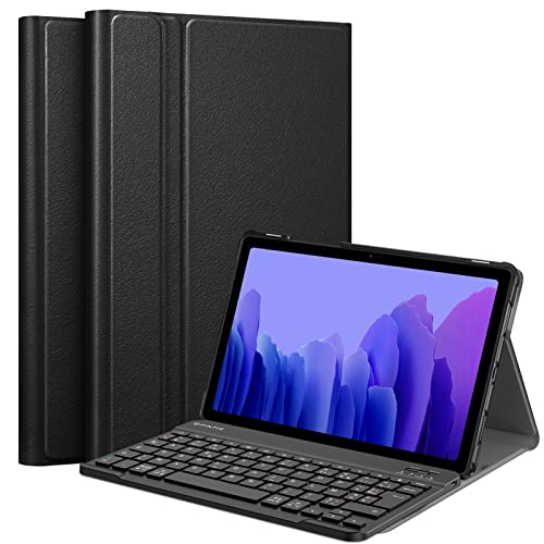 Fintie-Tastaturabdeckung für Samsung Galaxy Tab A7 2020 10,4 Zoll - [AZERTY French] Drahtlose Bluetooth-Tastaturabdeckung Mehrfach verstellbare Schutzabdeckung, schwarz