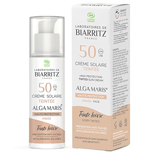 Laboratoire de Biarritz Alga Maris Bio Getönte Sonnencreme elfenbein LSF50 fürs Gesicht 1er Pack (1 x 50 ml)