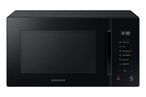 Samsung MG23T5018AK Mikrowellen-Ofen, 23 Liter, 1100 W, automatisches Kochen und Home Dessert, Glas, Design, Schwarz
