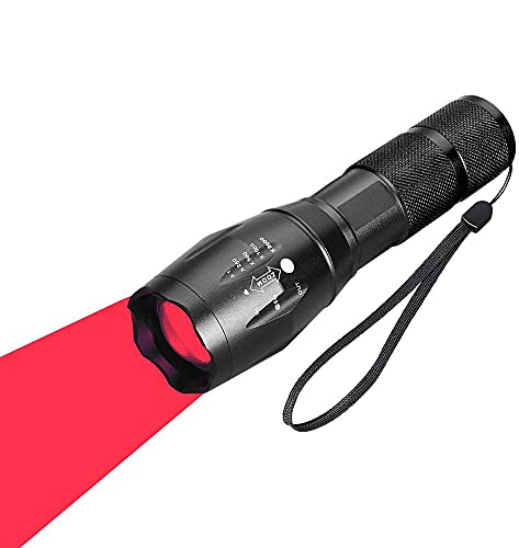 Rotlicht LED Taschenlampe 1000 Lumen Jagd Taktische Rote Beam Signal Taschenlampe Zoombare wasserdichte Taschenlampen 1 Modus für Nachtsicht Astronomie Angeln Luftfahrt