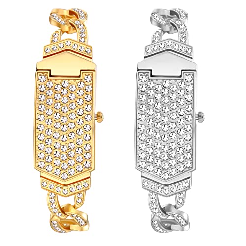 JewelryWe 2pcs Armbanduhr Damen Gold Silber #51742