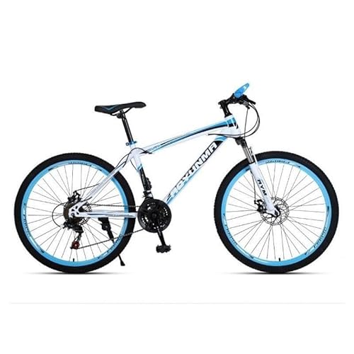 Mountainbike for Herren und Damen, 700C-Räder, 21-Gang-Fahrrad for Erwachsene, 21-Gang-Mountainbike mit variablem Hardtail, Rahmen aus Kohlenstoffstahl ( Color : White blue , Size : 26-IN_SPOKED HUB )