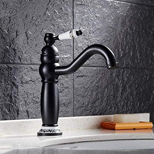 Küchenarmaturen Küchenarmatur Wasserhahn Schwarz Bronze Wasserhahn Antik Waschbecken Wasserhahn Vollkupfer Höhe Heiß Und Kalt Retro Becken Keramik Wasserhahn