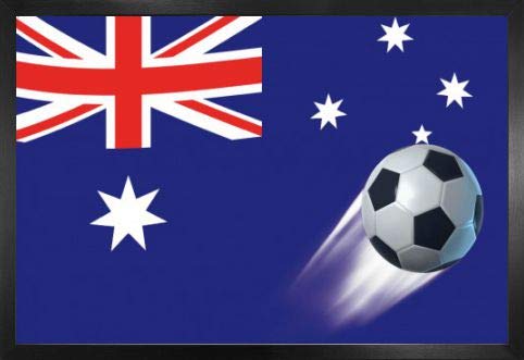 1art1 Fußball Poster und MDF-Rahmen - Australien Länder-Flagge (91 x 61cm)