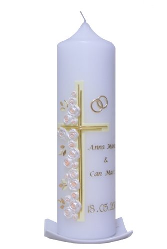 Hochzeitskerze Kreuz mit Rosen creme, wird NUR auf Kundenwunsch für Sie gefertigt. Bei uns bekommen sie keine Massenware. Jede Kerze für sich, ist ein Unikat.