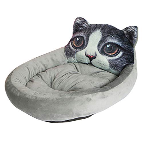 Yowablo Katzenbetten Waschbar Weiche Hundehütte Haustierstreu Tiefschlaf Komfortabel (55 * 45 * 20cm,Dunkelgrau)