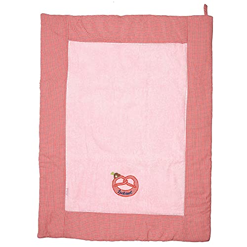 Krabbeldecke Brezel mit Tirolerhut, rosa, 70x90 cm, weich gepolstert, kleines Packmaß - ideal für unterwegs, 100% ÖkoTex Baumwolle