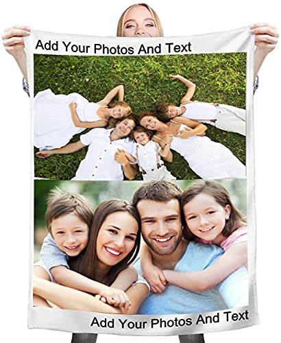 Personalisierte Decke Fotodecke Mit Eigenem Foto Name,Super Weich Personalisierte Foto ,Personalisierte Geschenk Für Freunde Familie Geburtstag Weihnachten (2 Fotos, 180*200cm)