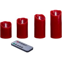 näve Dekolicht "Kerzen, Weihnachtsdeko rot", 1 flammig-flammig, 4er Set (Höhe 10cm 12,5cm 15cm 17,5cm) rot dimmbar Timer Ø 7,5cm