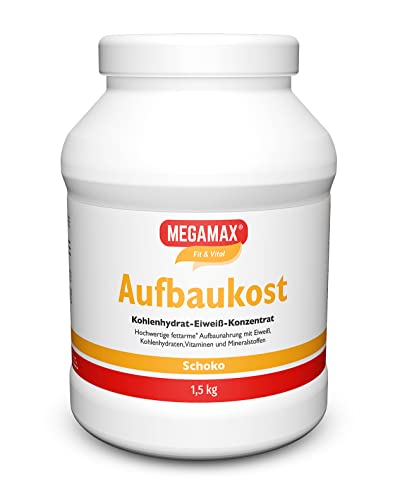 MEGAMAX Aufbaukost Schoko 1.5 kg | Trinknahrung hochkalorisch für Gewichtszunahme | Proteinpulver zur Zubereitung eines fettarmen Kohlenhydrat-Eiweiß-Getränkes für Muskelmasse & Muskelaufbau