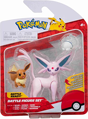 Pokémon PKW2683 - Battle Figuren Set - Evoli, Snomnom, Psiana - offizielle detaillierte Figuren, je 5 cm