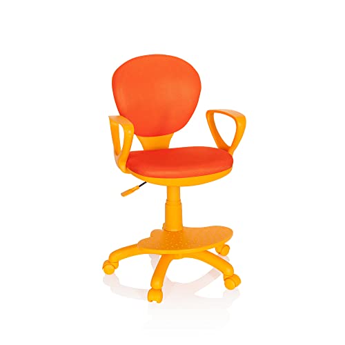 hjh OFFICE 671008 Kinderdrehstuhl Kid Colour Stoff Orange Schreibtischstuhl Kinder, Fußablage & Sitzfläche höhenverstellbar