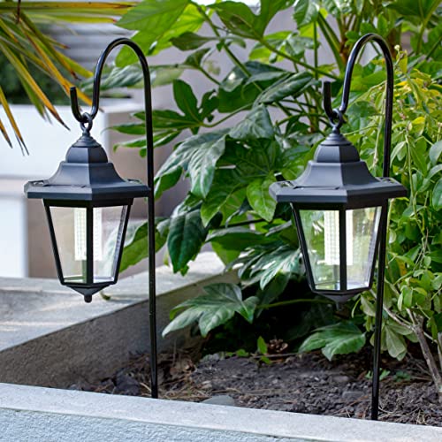 GardenKraft 18229 Solar-Laternen mit Hirtenstab, zum Aufhängen, viktorianische Kutschenlampe, LED-Pfosten, Outdoor, Gartenbeleuchtung, traditionell, 2 Stück