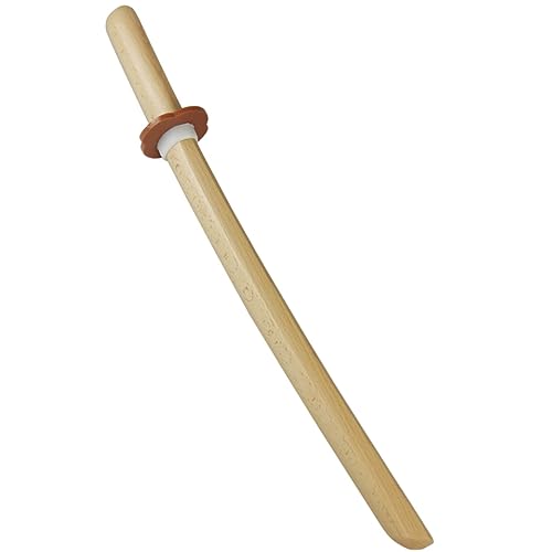 Shoto weiß Eiche mit Tsuba Bokken klein kurz 55 cm Japanisches Holzschwert Samurai Schwert Holz Kurzschwert